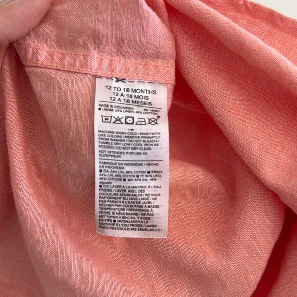 Janie and Jack Baby The Linen-Cotton Shirt in Coral Size 12/18 Months - Picture 6 of 6
